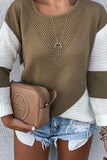 Fashion Casual Brown Patchwork Knitting Sweater