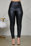 Fashion Casual Black Leather Pants