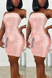 Fashion Sexy Print Pink Sling Dress