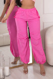 Casual Daily Solid Draw String Regular High Waist Solid Color Bottoms