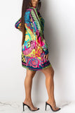 Fashion Graffiti Print Multicolor Shirt Dress