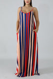 Sexy Striped Printng Red Sling Loose Dress