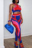 Casual Print Vests Pants O Neck Sleeveless Two Pieces