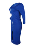Euramerican Zipper Design Blue Twilled Satin Coat