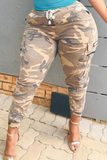 Casual Camouflage Print Split Joint Plus Size