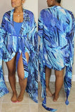 Sexy Fashion Printed Blue Swimsuit Set