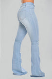 Casual Boot Cut Solid Denim Trousers