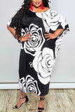 Casual Print O Neck Pencil Skirt Plus Size
