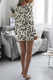 Fashion Leopard Print Long Sleeve Top Shorts Brown Set