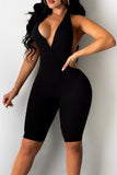 Sexy Solid Split Joint Halter Skinny Jumpsuits