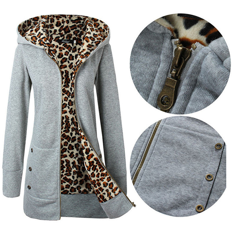Casual Solid Split Joint Pocket Zipper Hooded Collar Outerwear