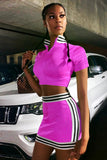 Casual Fashion Striped Zippered Solid crop top Straight