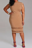 Casual Elegant Solid Split Joint O Neck One Step Skirt Plus Size Dresses