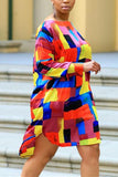 Fashion Print Long Sleeve Multicolor Dress