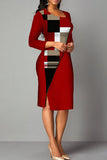 Casual Elegant Print Split Joint Slit Asymmetrical Collar One Step Skirt Dresses