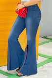 Fashion Street Solid Slit Plus Size Jeans