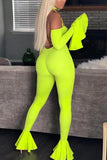 Fashion Sexy Off Shoulder Fungus Sleeve Jumpsuit