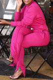 Euramerican Zipper Design Pink Blending Two-piece Pants Set