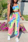 Sexy Printed Snigle Shoulder Top Trousers Multicolor Set
