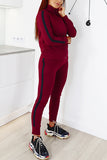 Fashion Sports High Collar Long Sleeve Red Two-Piece Suit