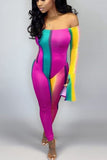 Color Sexy Tube Top Multicolor Jumpsuit