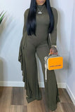 Fashion Casual Solid Split Joint Half A Turtleneck Jumpsuits