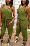 Casual Green Sleeveless Two-piece sweatpants