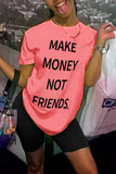 Fashion Casual Printed Short-sleeved T-shirt Pink Set
