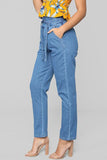 Casual Lace-up Blue Denim Jeans