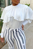 Fashion Casual Patchwork White Long Sleeve Top
