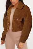 Fashion Casual Velvet Khaki Solid Coats