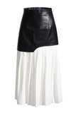 Casual Patchwork Contrast Pleated Regular High Waist Conventional Patchwork Skirt