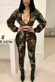 Fashion Sexy Camouflage Print Multicolor Two-piece Set