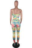 Sexy Slip Tie Dye Printed Colorful Two-pieces Set