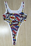 Sexy U Neck Printing Multicolor Swimsuit (No trousers)