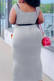 Fashion Casual Plus Size Patchwork Pocket Square Collar Vest Dress