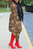 Fashion Printing Long Sleeve Hooded Leopard Zip Coats