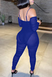 Fashion Sexy Patchwork See-through Backless Off the Shoulder Skinny Jumpsuits