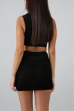 Sexy O Neck Vest Short Skirt Black Two-piece Set
