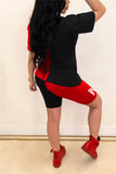 Fashion Casual Printed Stitching Red Sports Set