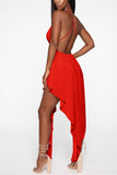 Sexy Fashion Irregular Red Sling Dress