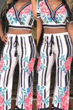 Fashion Print Short Sleeve Top Trousers Multicolor Set