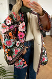 Casual College Floral Patchwork O Neck Outerwear