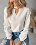 Keyhole Neck Beaded Ruched Top