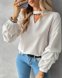 Keyhole Neck Beaded Ruched Top