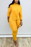 Fashion Casual Long Sleeve Tops Trousers Yellow Set