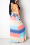 Sexy Fashion Printed Sleeveless Top Skirt Multicolor Set