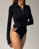 Long Sleeve Button Detail Skinny Bodysuit