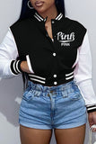 Fashion Casual Letter Embroidery Split Joint Outerwear