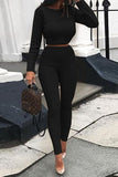 Chic Skinny Black Two-piece Pants Set